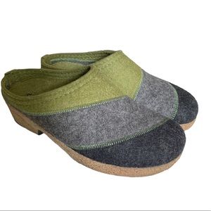 Haflinger ‘Rhythm’ boiled wool green gray black clogs women’s size 8.5 (39)